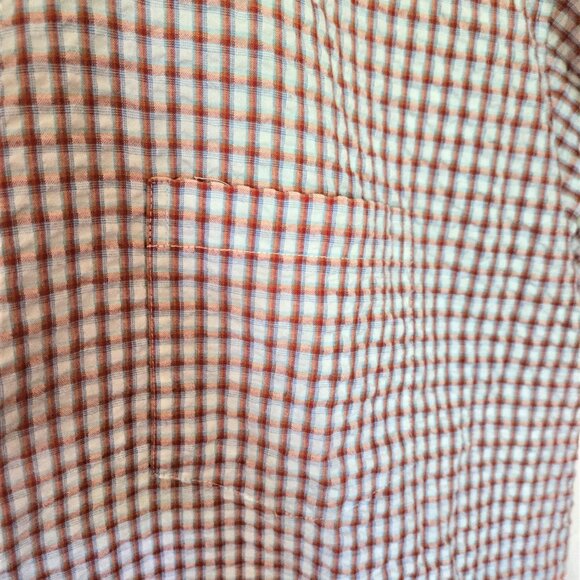 Men's 3X BLACK ICE red, blue and white plaid, short sleeve seersucker shirt - Picture 6 of 7